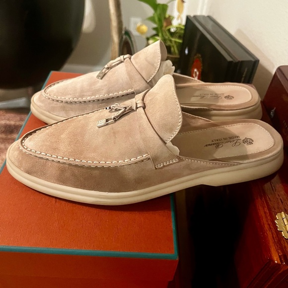 Babouche Charms Walk Suede Mule Loafers - Picture 10 of 14